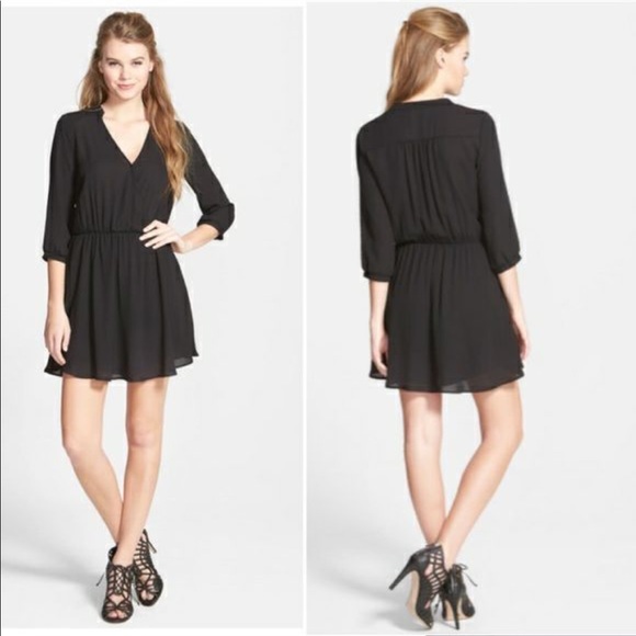 Lush Kendal Black Faux Wrap Skater Dress XS - Picture 2 of 8